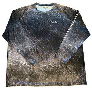Bimini Bay Outfitters Fishing Shirt Grey Water Print Long Sleeve Mens 3XL